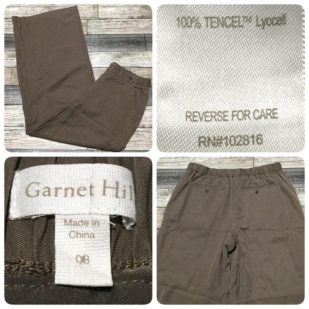 Garnet Hill Wide Leg Pants Women’s 6 Brown 100% Tencel Lyocell (Read).